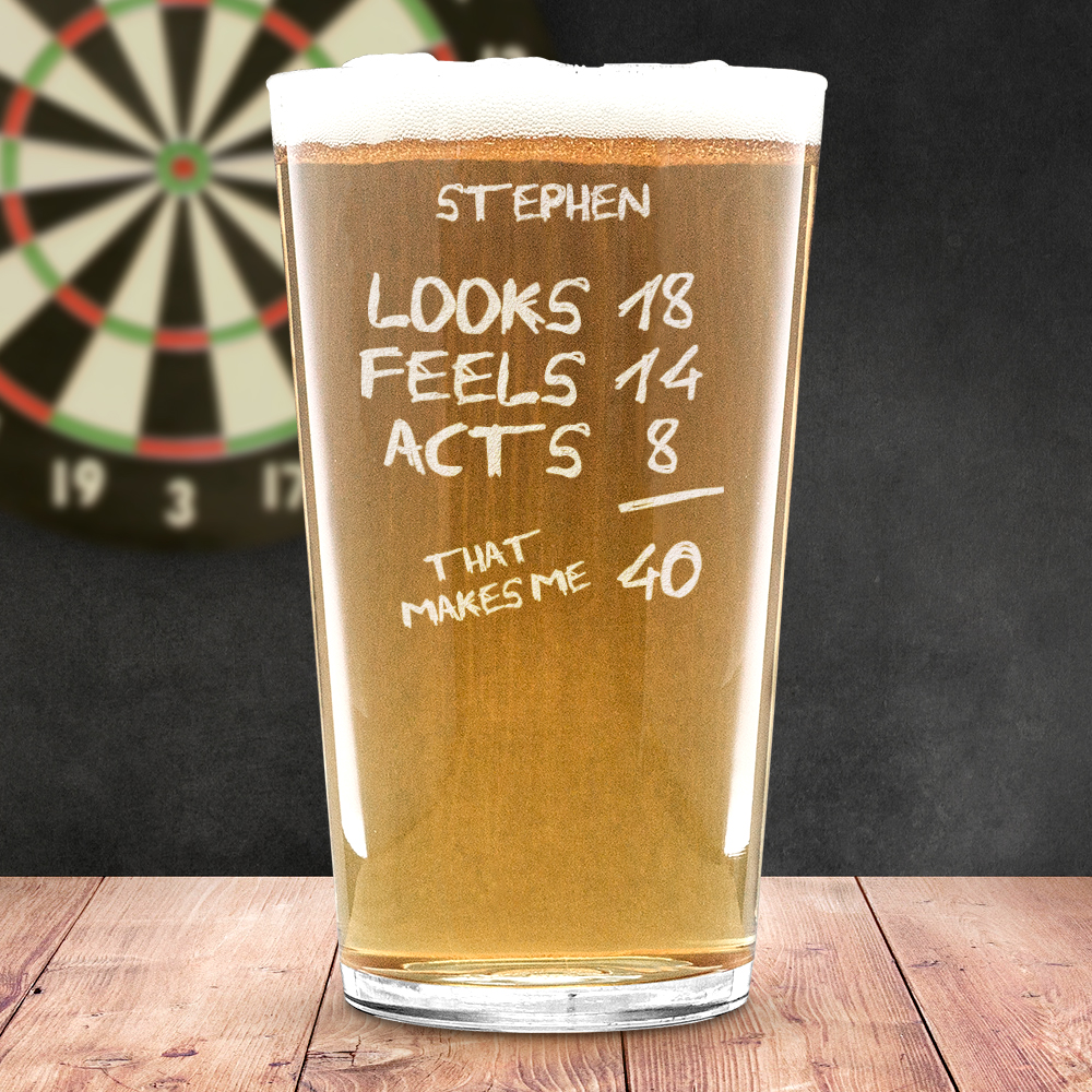 40th Birthday Pint Glass - That Makes Me 40 | GiftStore.co.uk