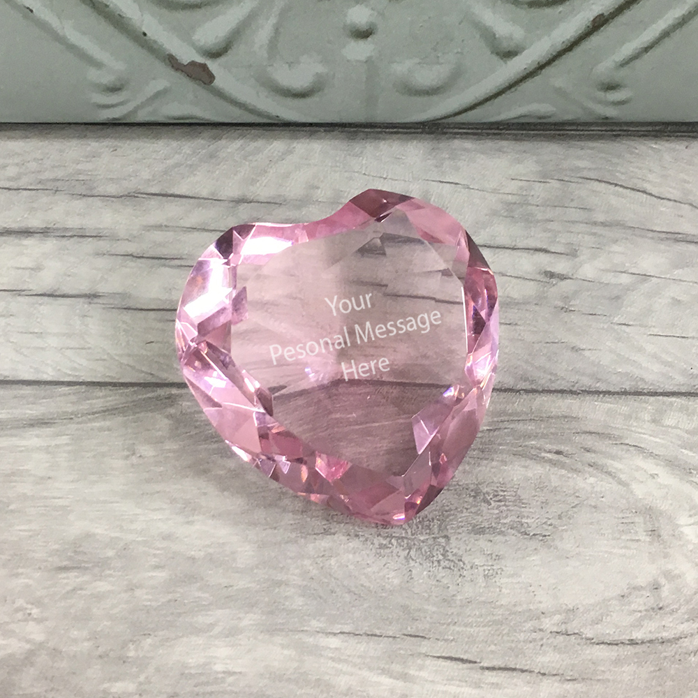 Personalised Optical Crystal Pink Heart Paperweight Uk