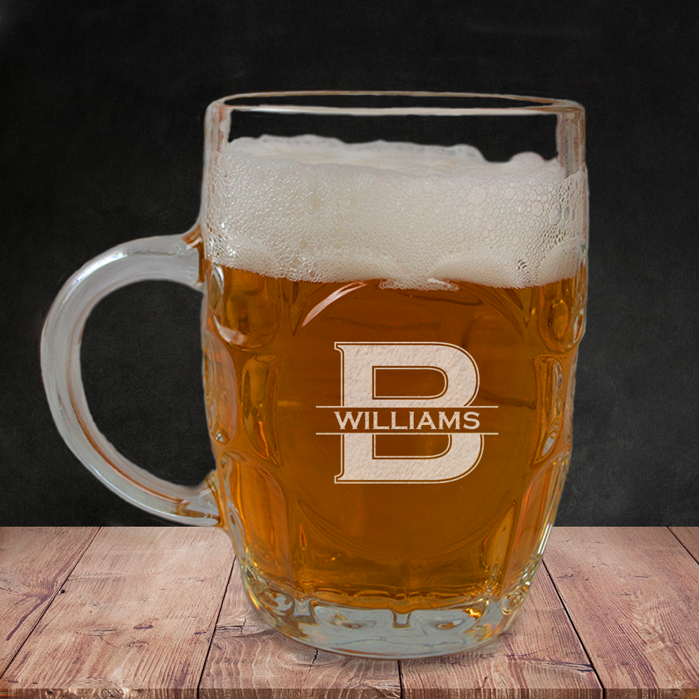 Large Initial & Surname Personalised Dimple Pint Glass | GiftStore.co.uk